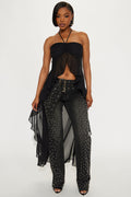 Let's Get It Studded Mid Rise Flare Jeans - Black Wash