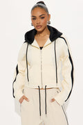 Catch Up Hooded Twill Jacket - Cream
