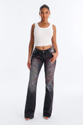 Pop Princess Low Rise Embellished Bootcut Jeans - Black Wash