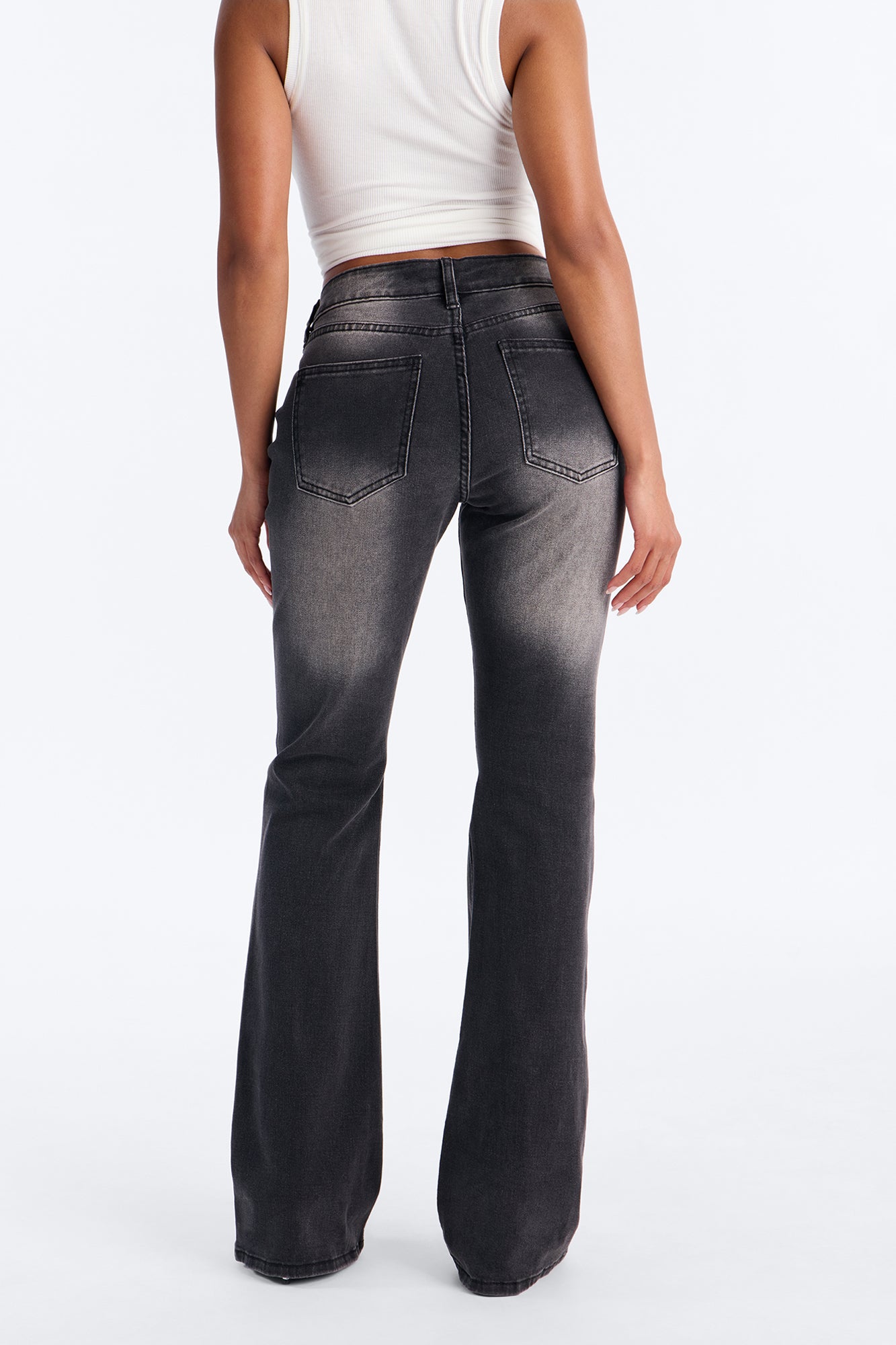 Pop Princess Low Rise Embellished Bootcut Jeans - Black Wash