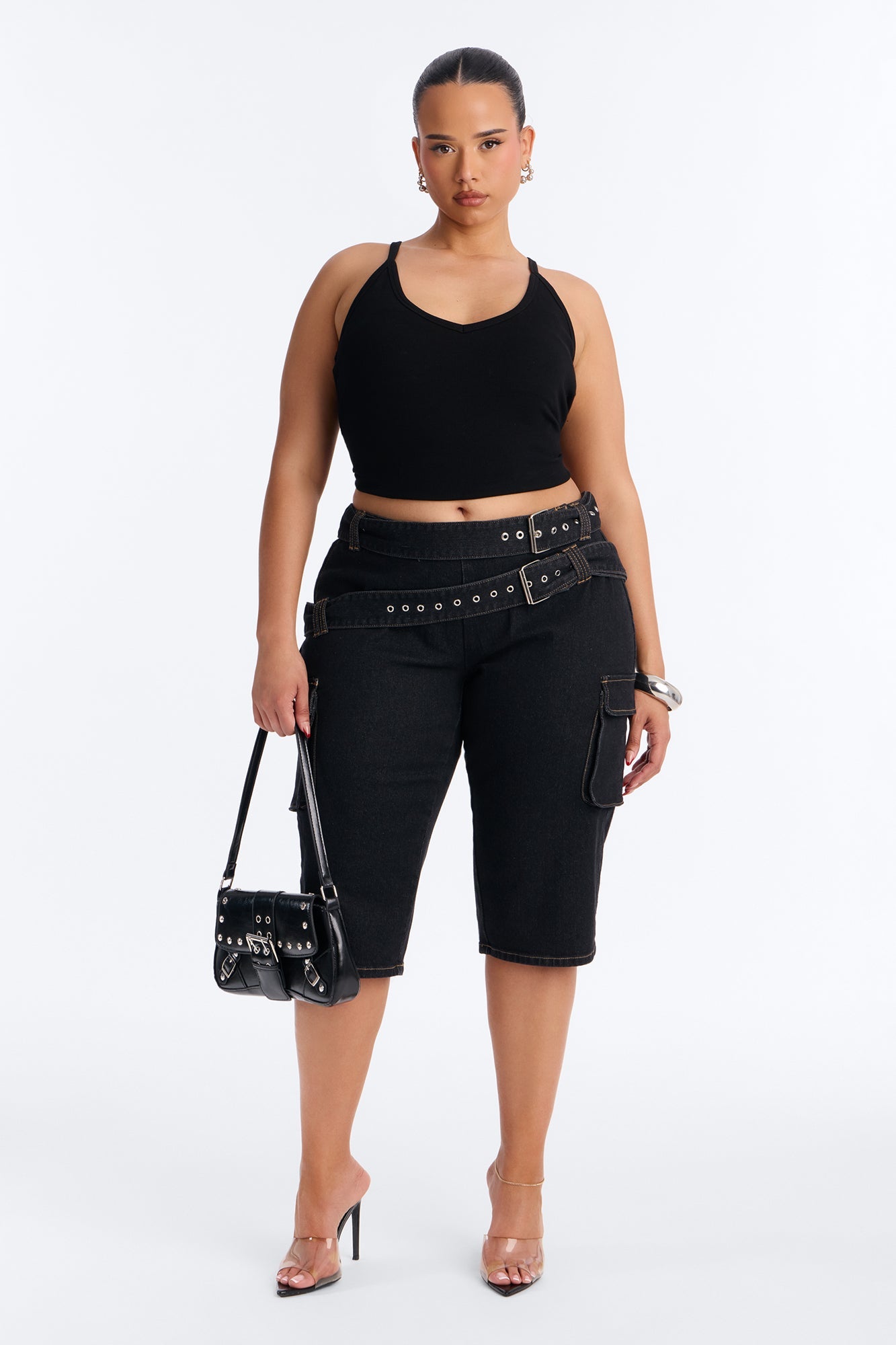 Top Secret Low Rise Skinny Capri Jeans - Black Wash