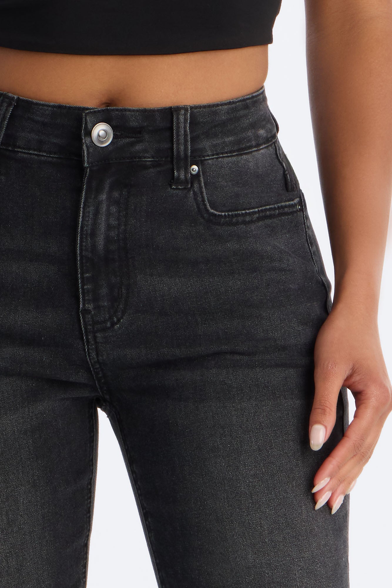 Genevieve Stretch Bootcut Jeans - Black Wash