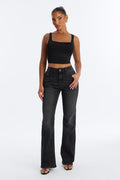 Genevieve Stretch Bootcut Jeans - Black Wash