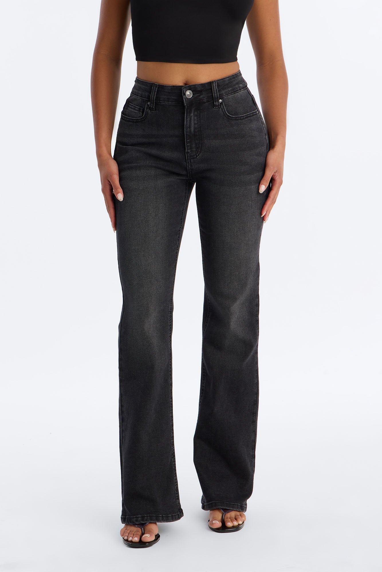 Genevieve Stretch Bootcut Jeans - Black Wash