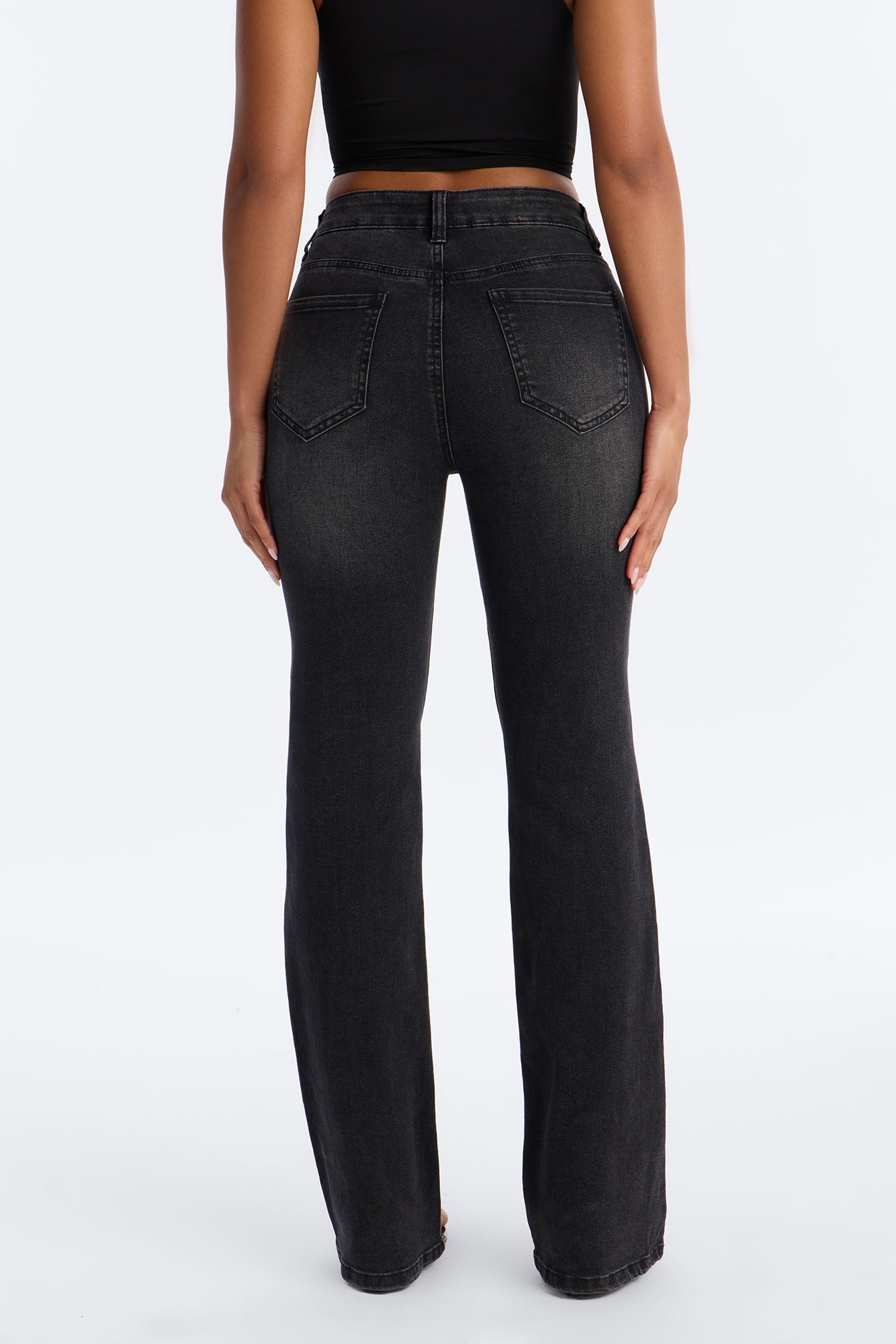 Genevieve Stretch Bootcut Jeans - Black Wash