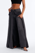 Lost It Cargo Overlay Straight Leg Jeans - Black Wash