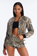 So Savage Denim Bomber Jacket - Brown/combo
