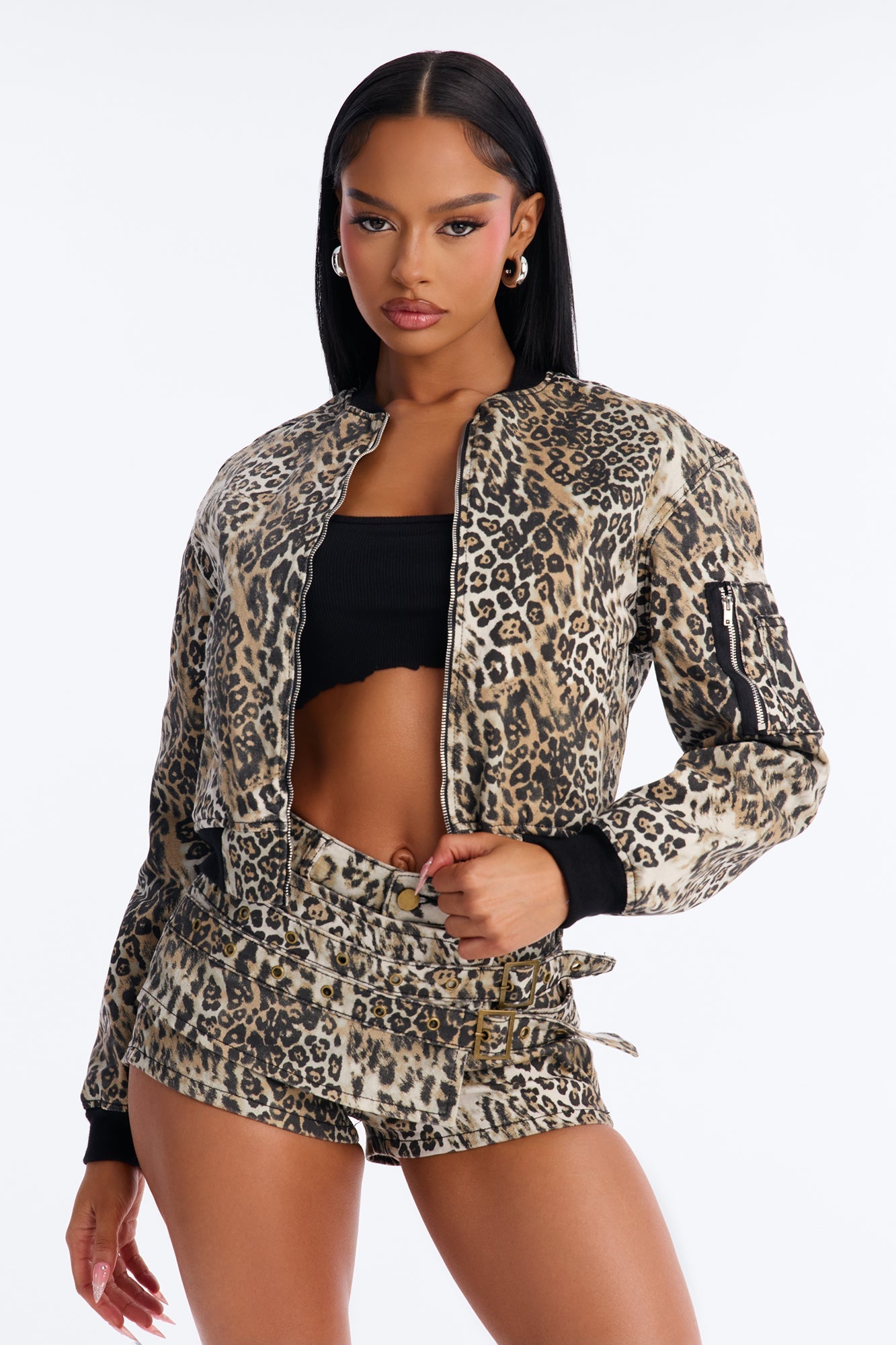So Savage Denim Bomber Jacket - Brown/combo
