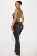 Bring It Back Star Embellished Bootcut Jeans - Black Wash