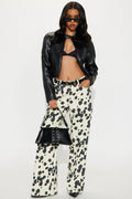Something Sweet Baggy Printed Jeans - Black/White
