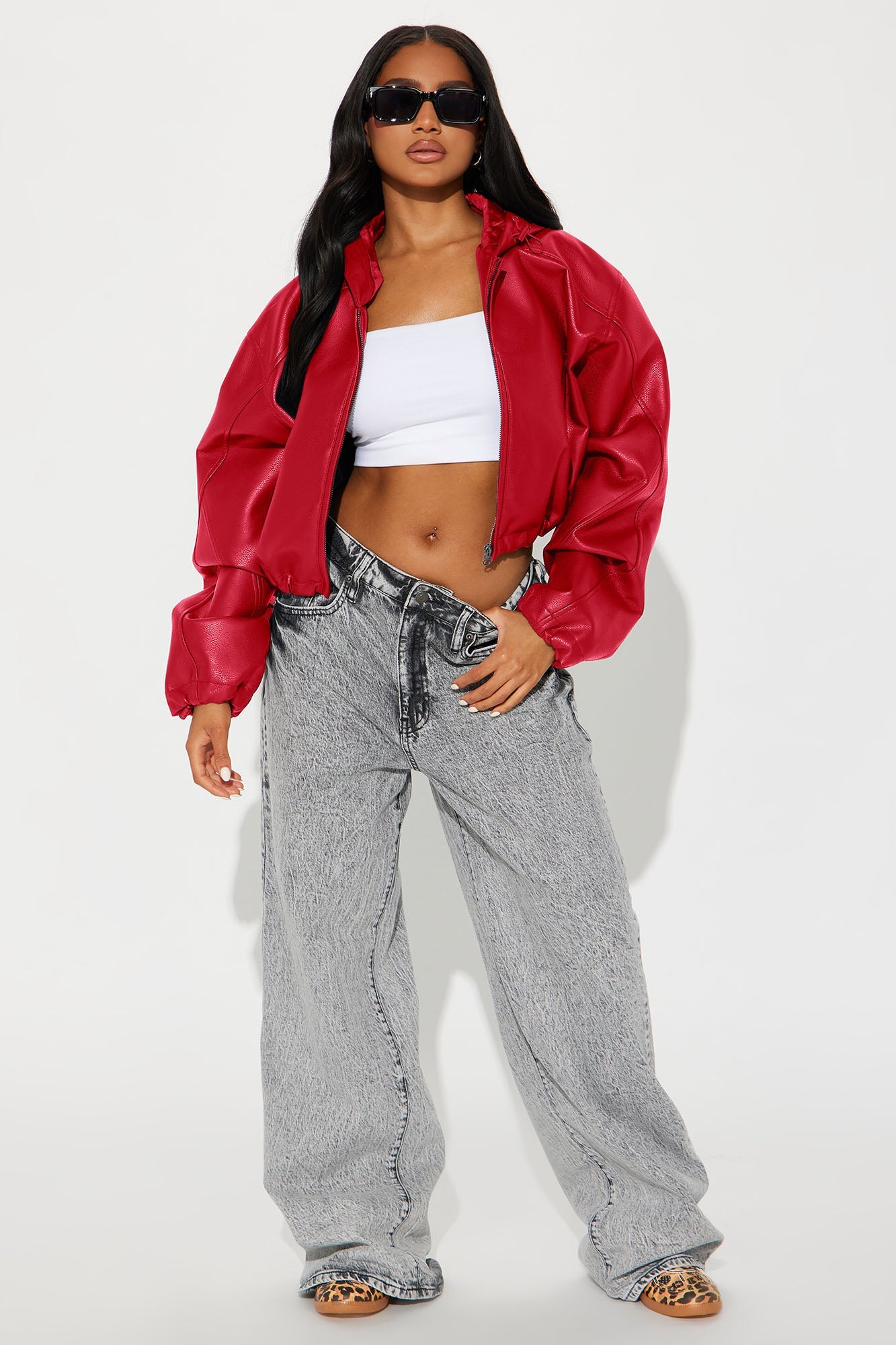 Young Mogul Faux Leather Jacket - Red