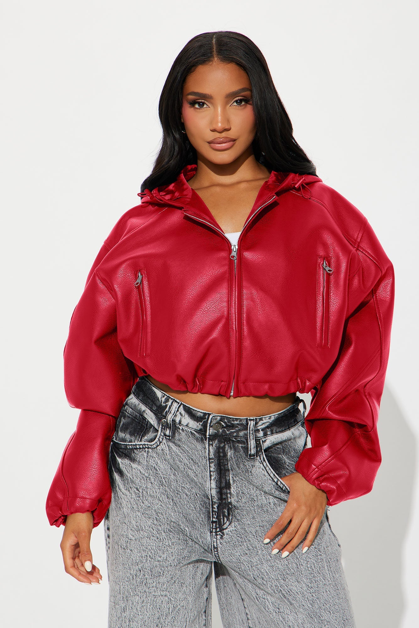 Young Mogul Faux Leather Jacket - Red