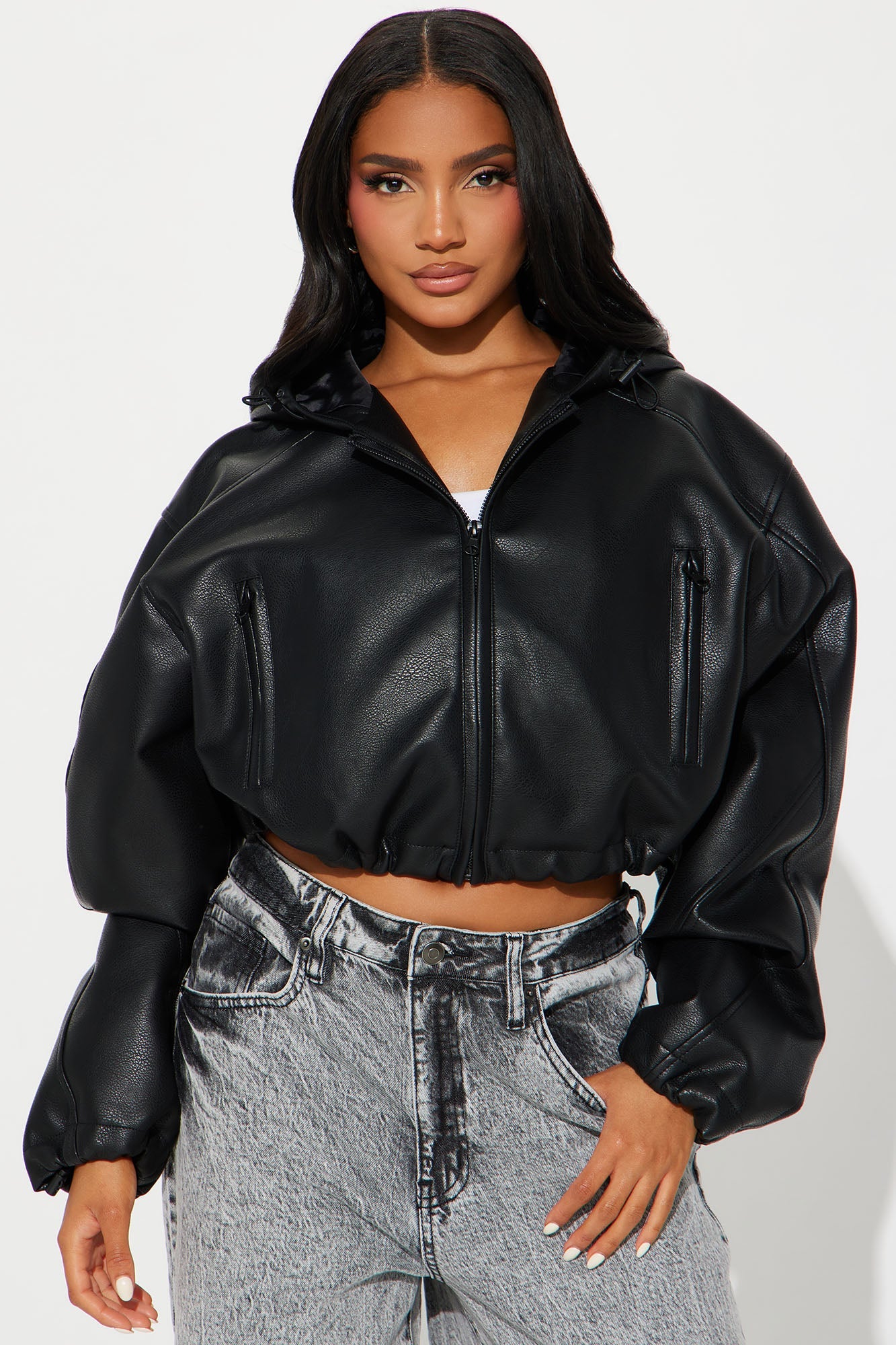 Young Mogul Faux Leather Jacket - Black