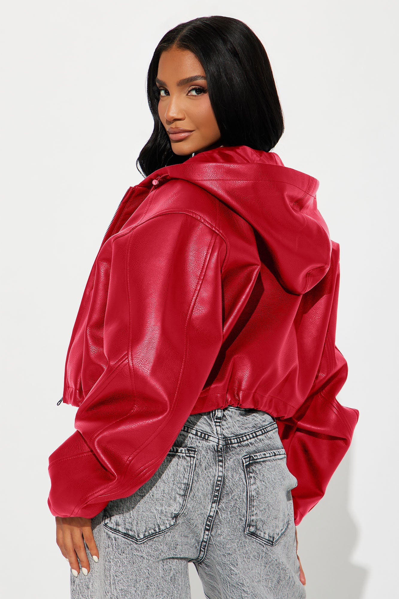 Young Mogul Faux Leather Jacket - Red