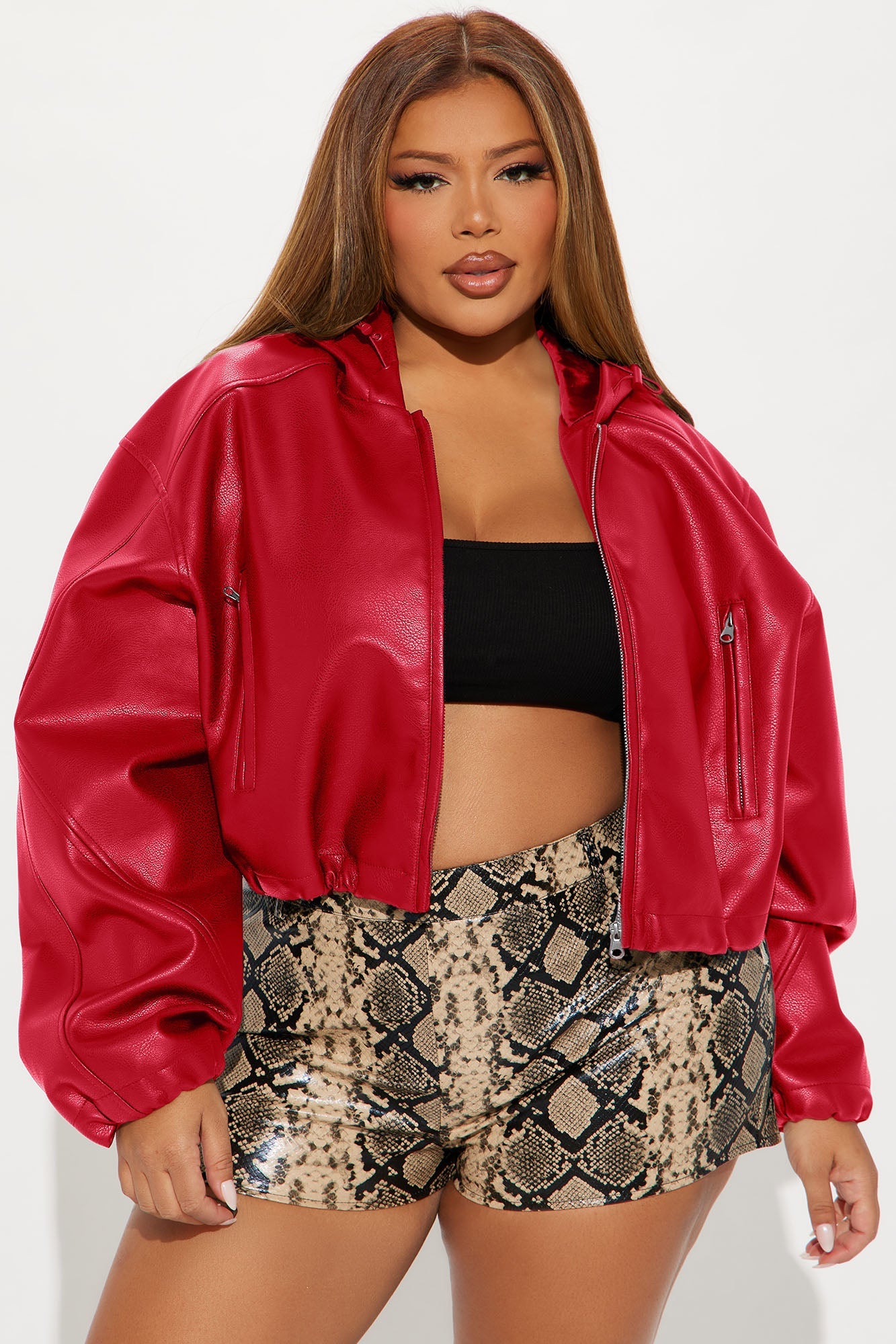 Young Mogul Faux Leather Jacket - Red