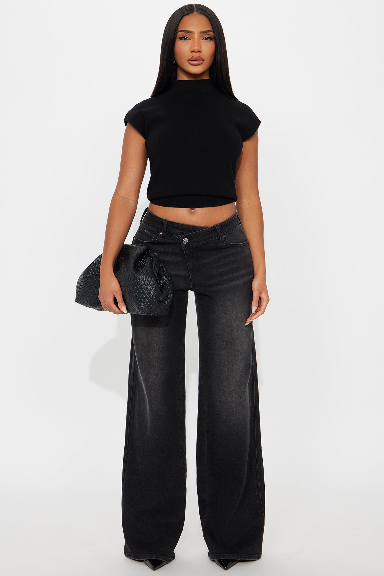 Eastside Low Rise Crossover Wide Leg Jean - Black Wash