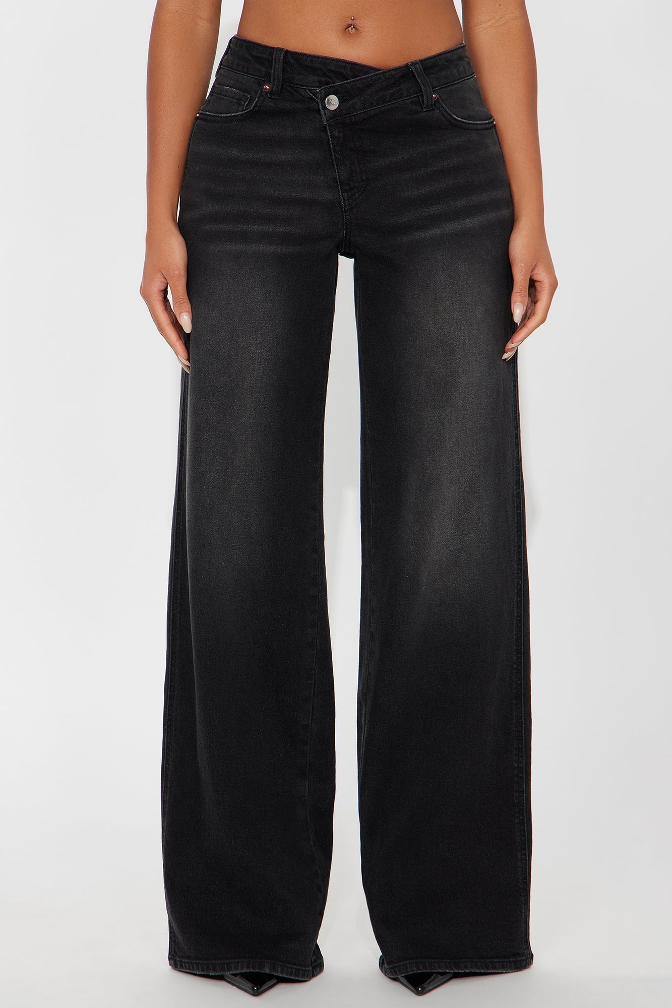 Eastside Low Rise Crossover Wide Leg Jean - Black Wash