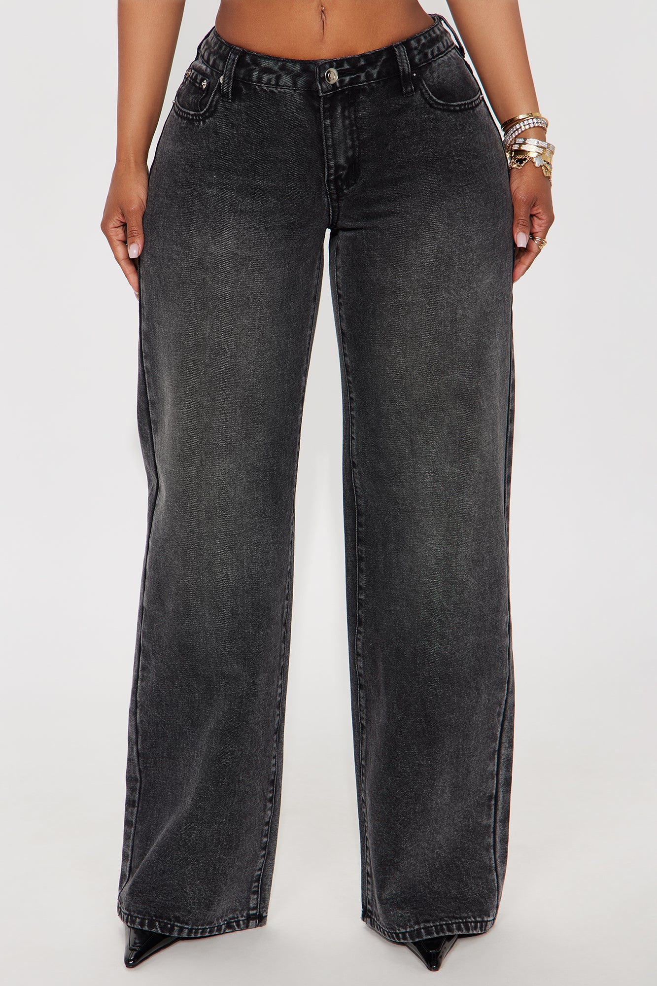 Westside Low Rise Wide Leg Jean - Black Wash
