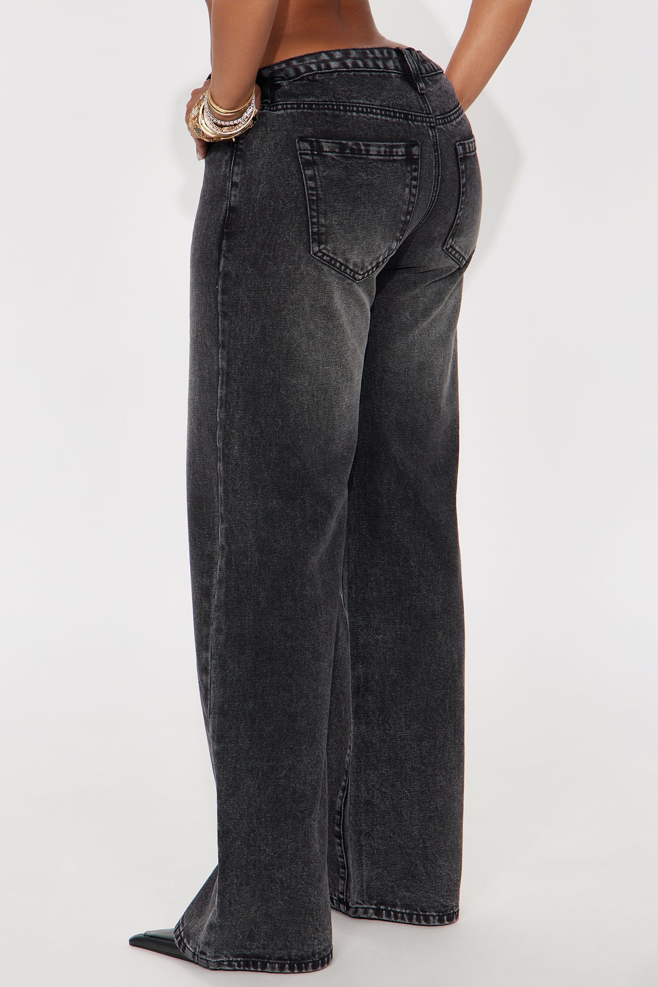 Westside Low Rise Wide Leg Jean - Black Wash