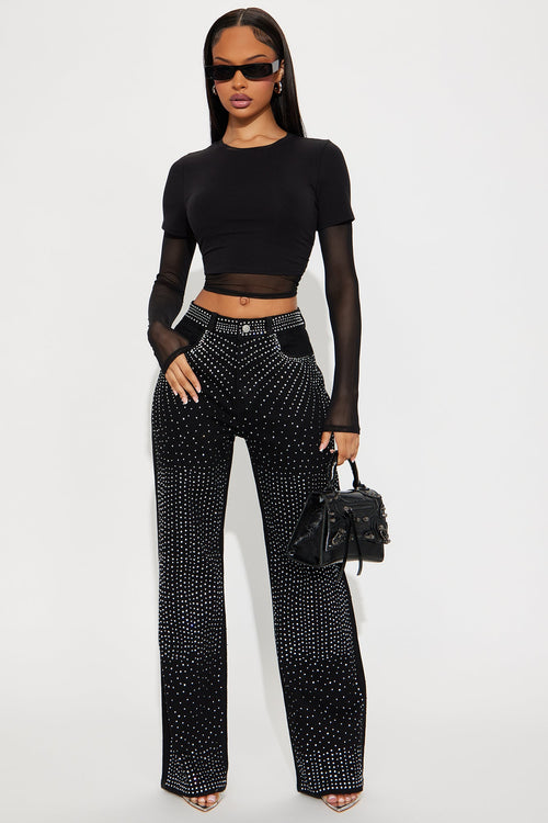 Chasing A Dream Embellished Stretch Straight Leg Jeans - Black