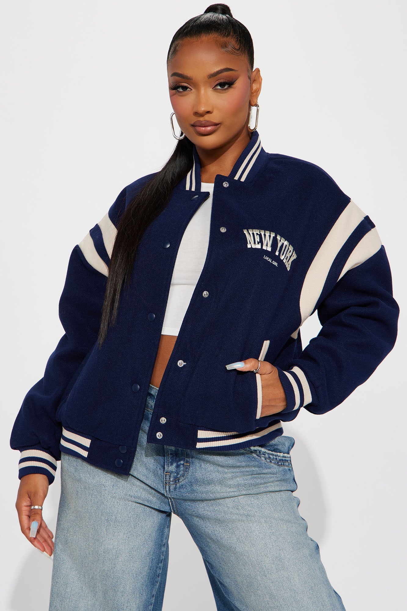 Manhattan Babe Varsity Jacket - Navy