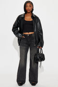 Not So Average Stretch Embellished Straight Leg Jeans - Black Wash