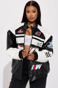 Racing Flag Bomber Jacket - Black/White