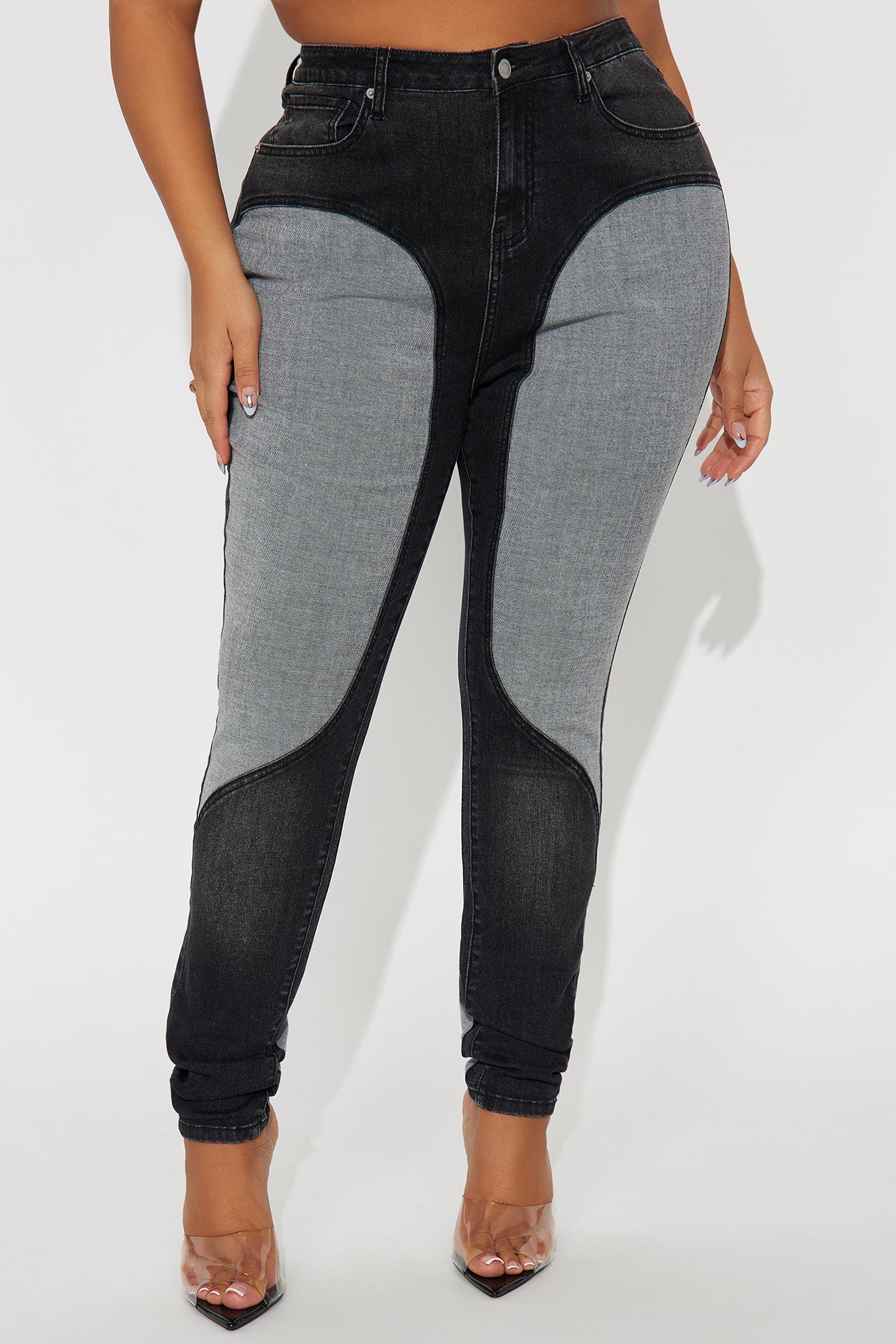 Coronado Two Tone Moto Skinny Jeans - Black Wash