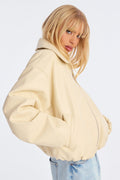 Haylee Faux Leather Bomber Jacket - Butter Yellow