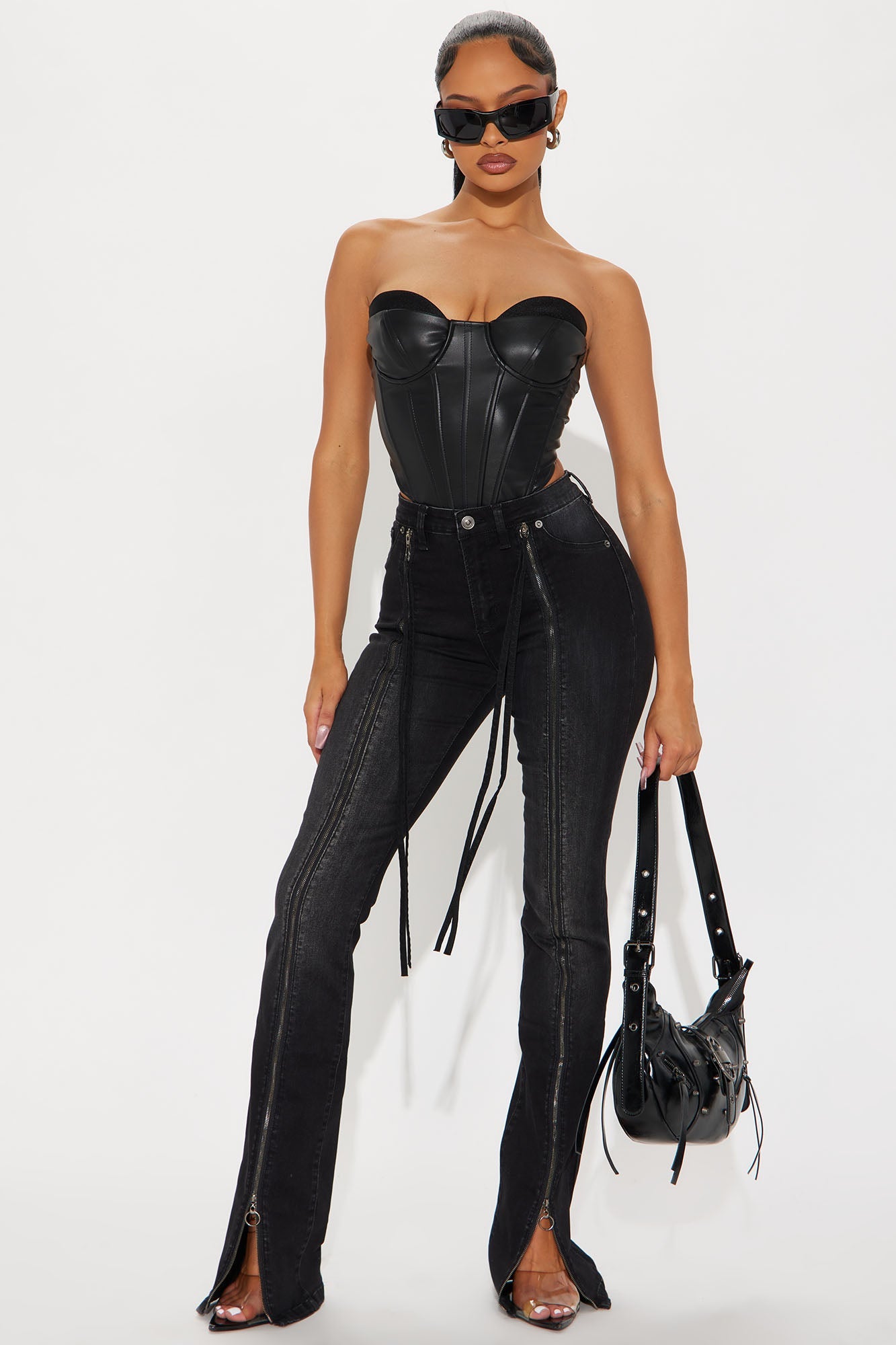 Tall Not So Basic Stretch Zipper Bootcut Jeans - Black