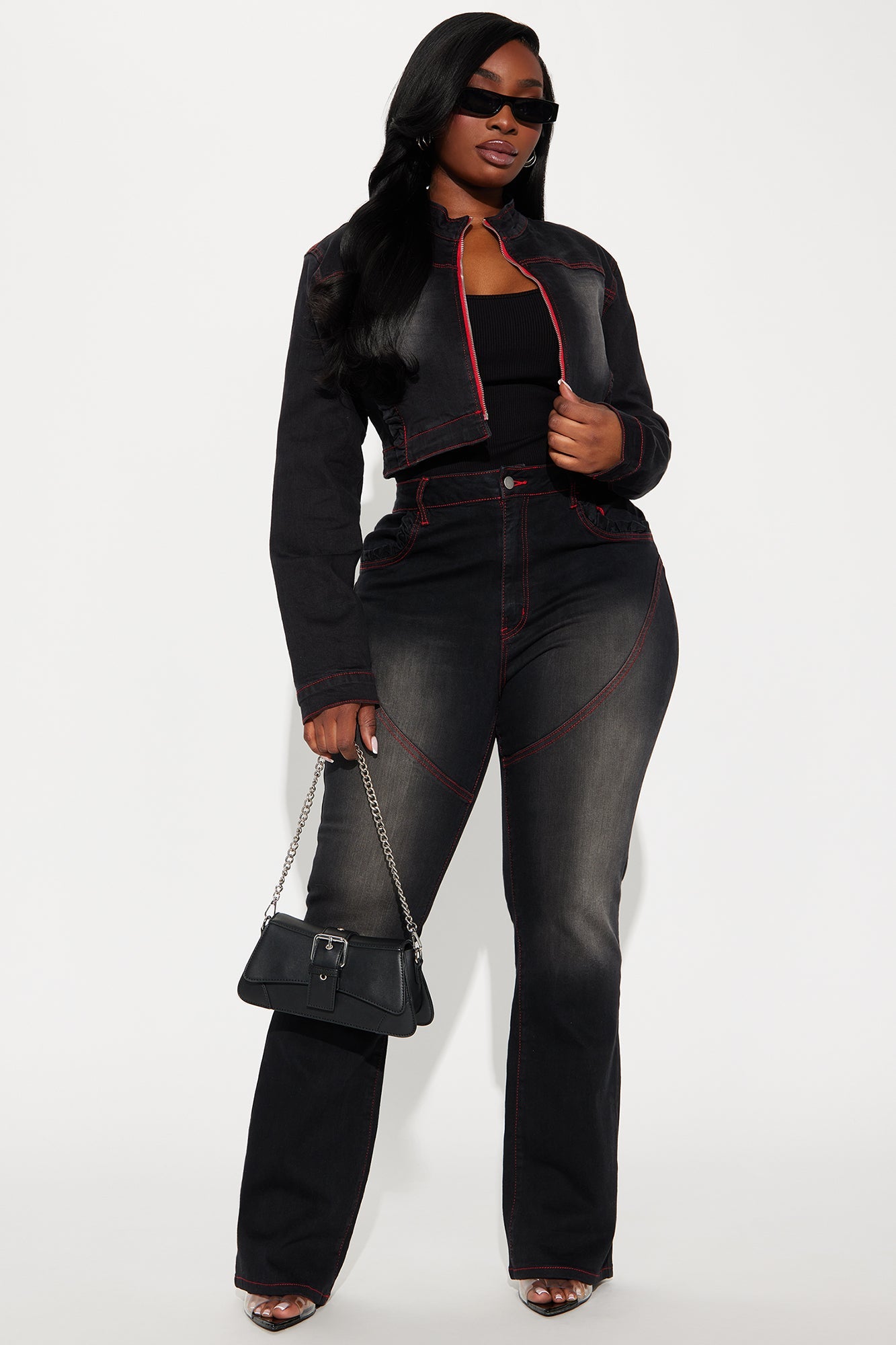 Up For A Challenge Stretch Denim Moto Jacket - Black Wash