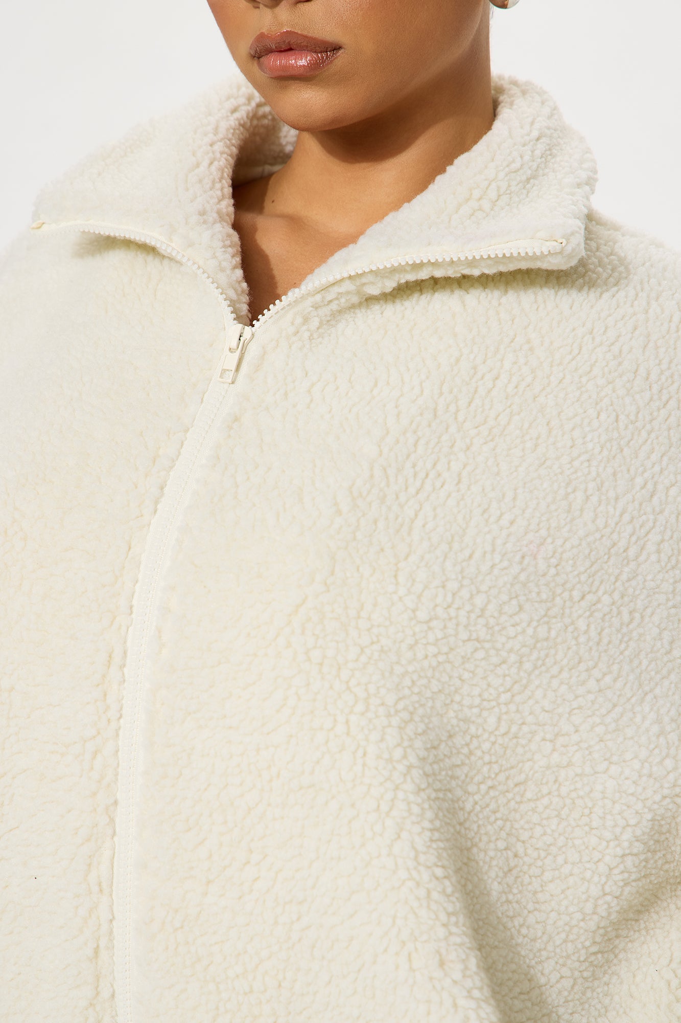 Amour Zip Up Sherpa Jacket - Cream/combo