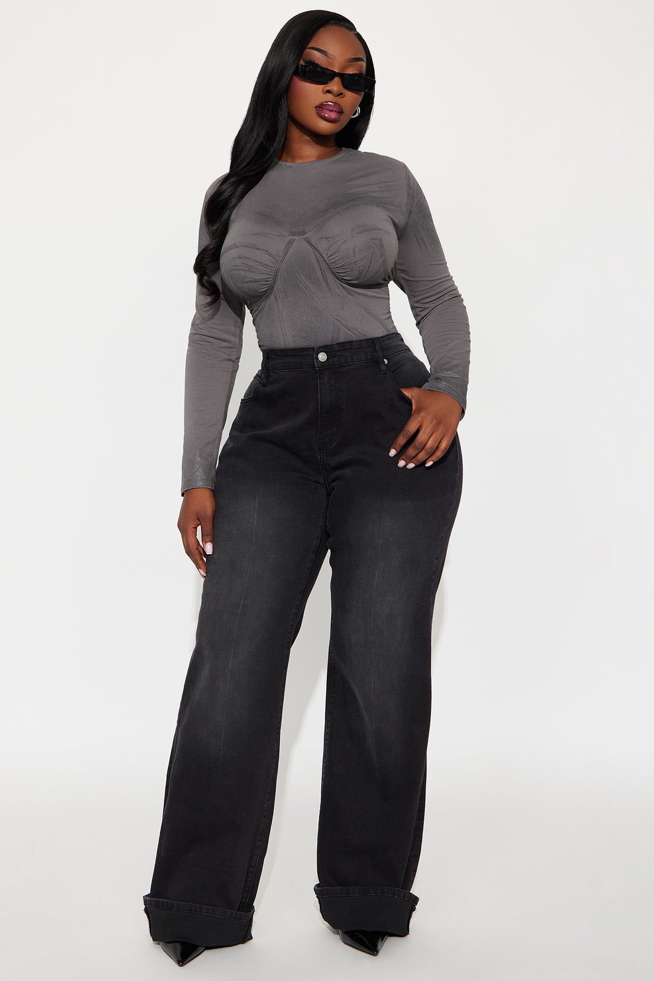 It's Clear To See Tinted Stretch Straight Leg Jeans - Black Wash