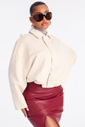 Harlowe Oversized Faux Suede Jacket - Bone