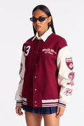 World Wide Chaos Varsity Jacket - Burgundy/combo