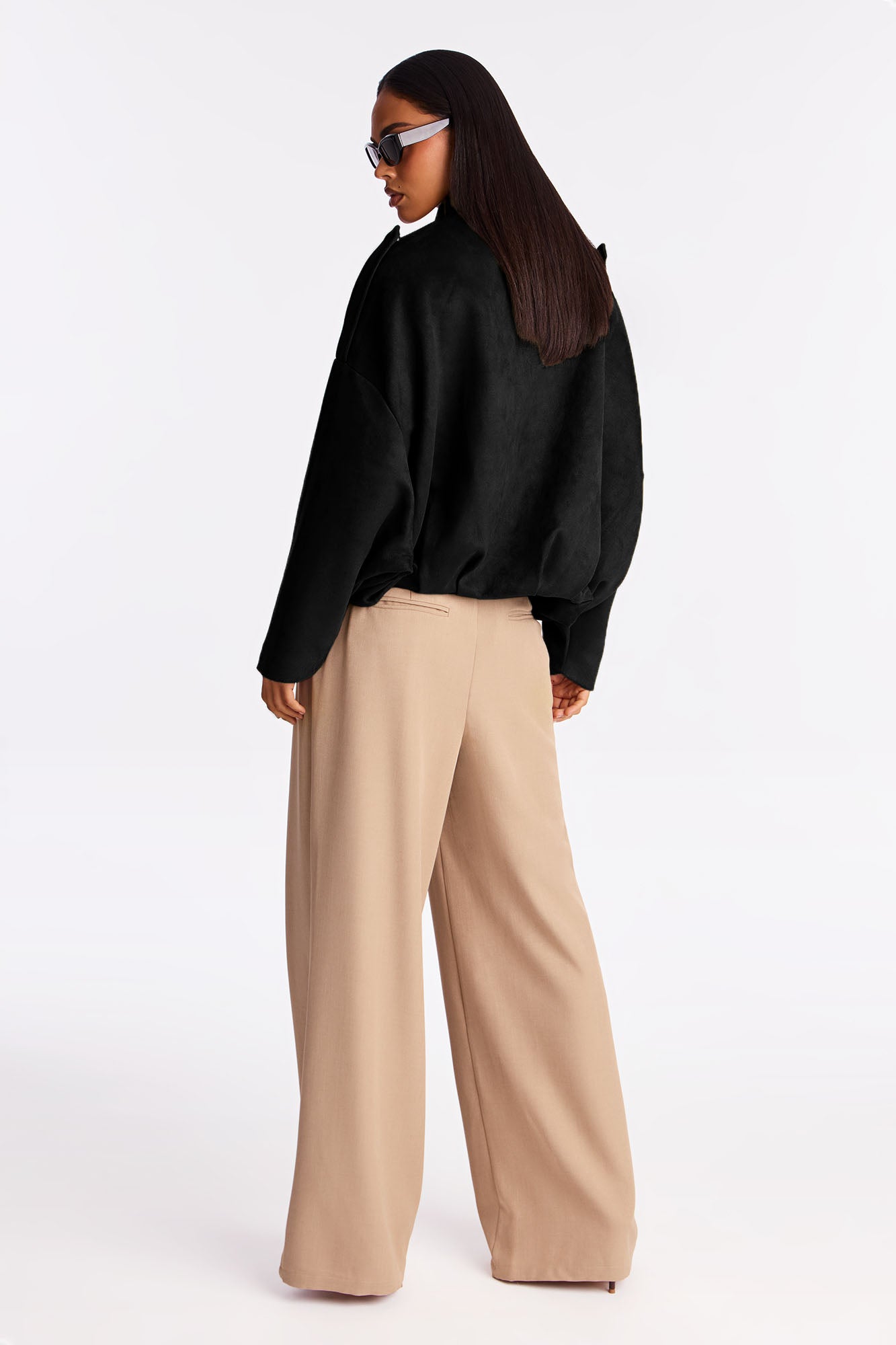Harlowe Oversized Faux Suede Jacket - Black