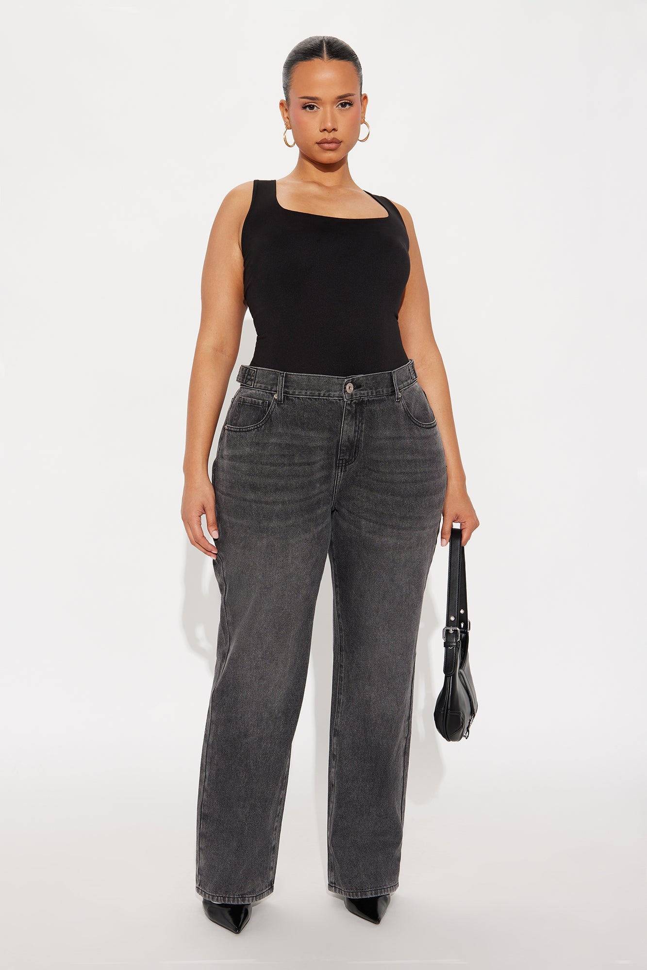 Dani Drop Waist Straight Leg Jeans - Black Wash