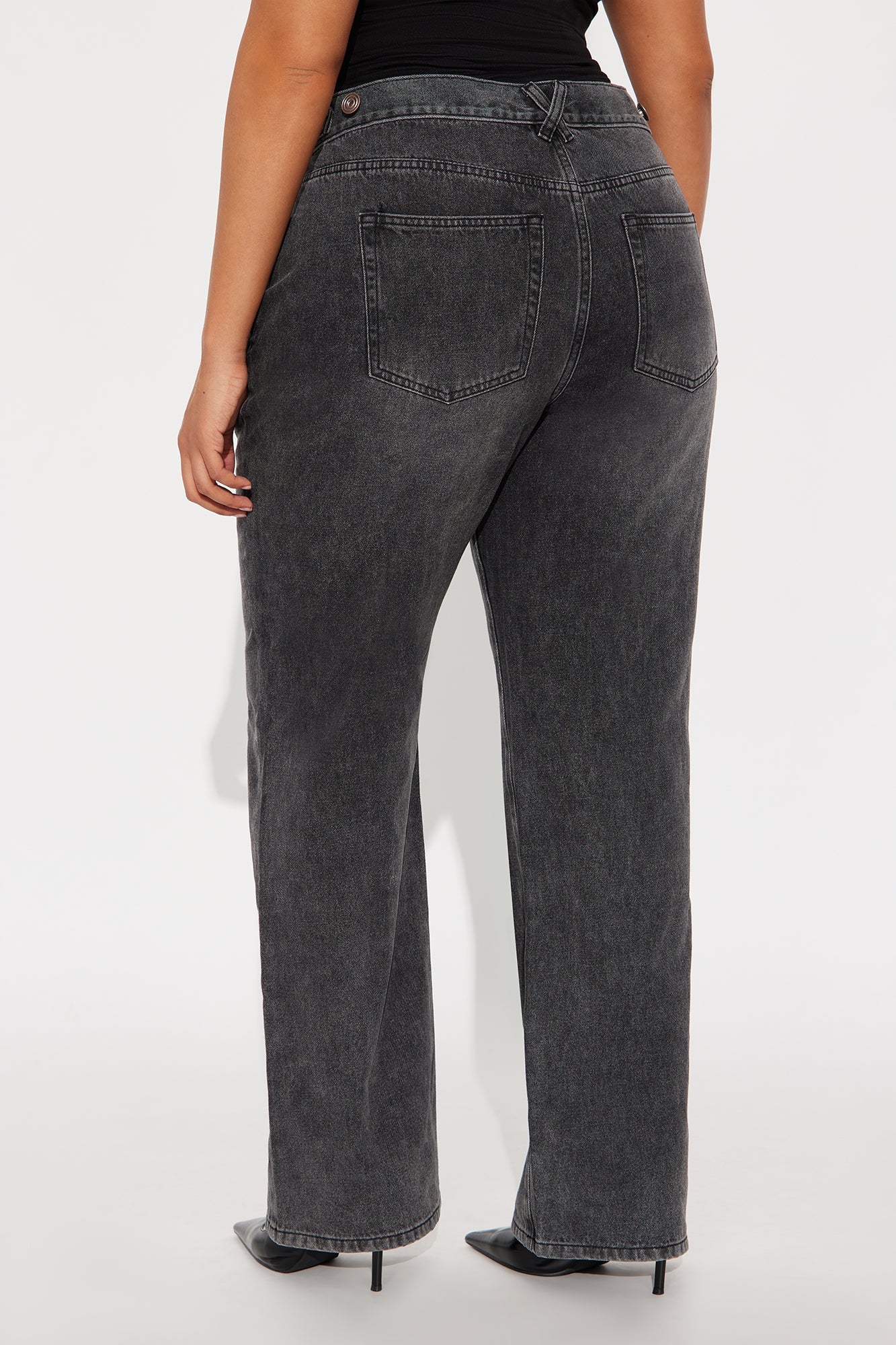 Dani Drop Waist Straight Leg Jeans - Black Wash