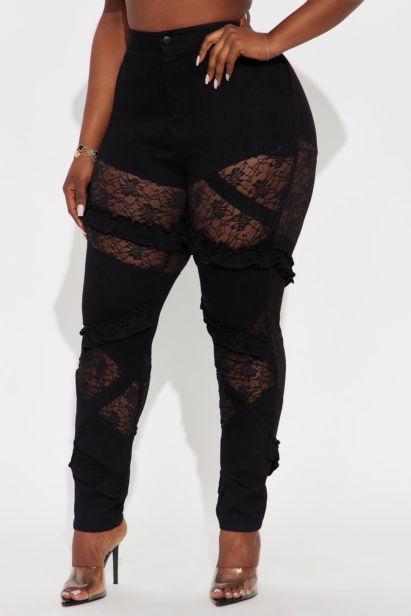 Dreamcatcher Lace Skinny Jeans - Black