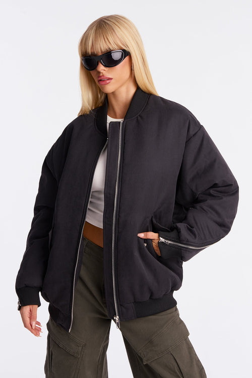 City Hustle Bomber Jacket - Black
