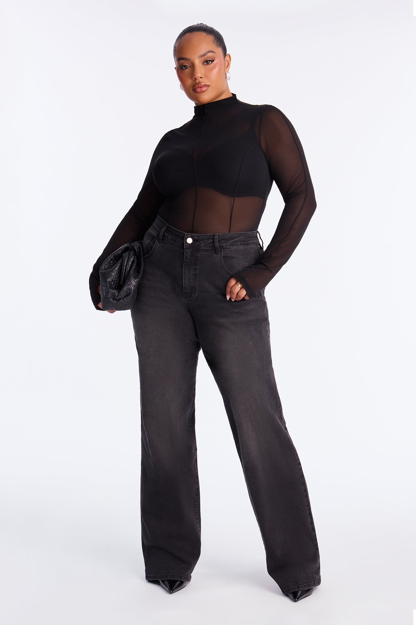 Tall Vita Low Waist Stretch Baggy Jeans - Black Wash