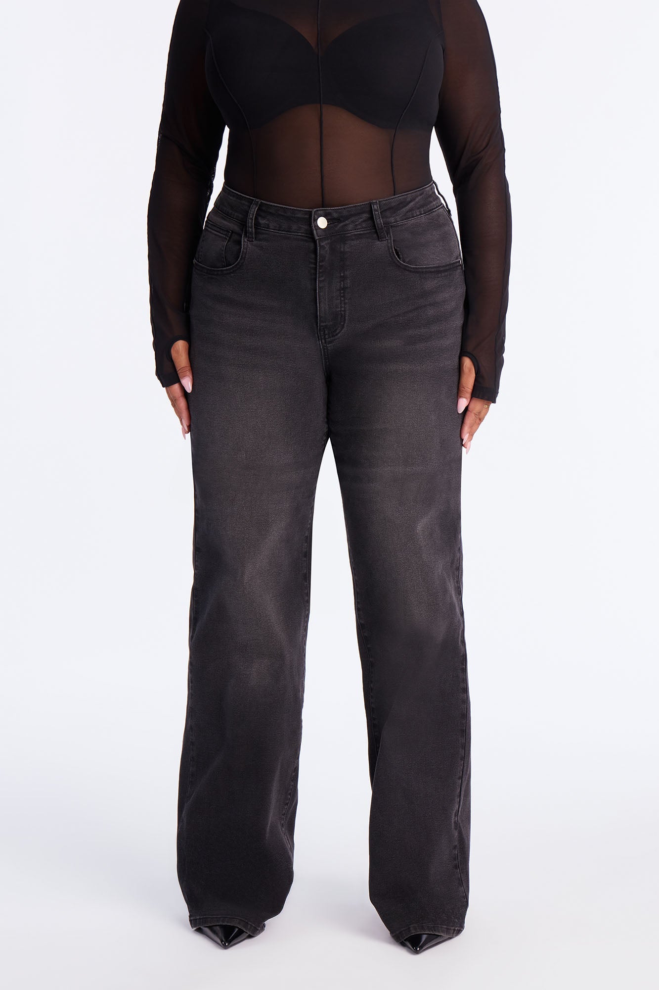 Tall Vita Low Waist Stretch Baggy Jeans - Black Wash