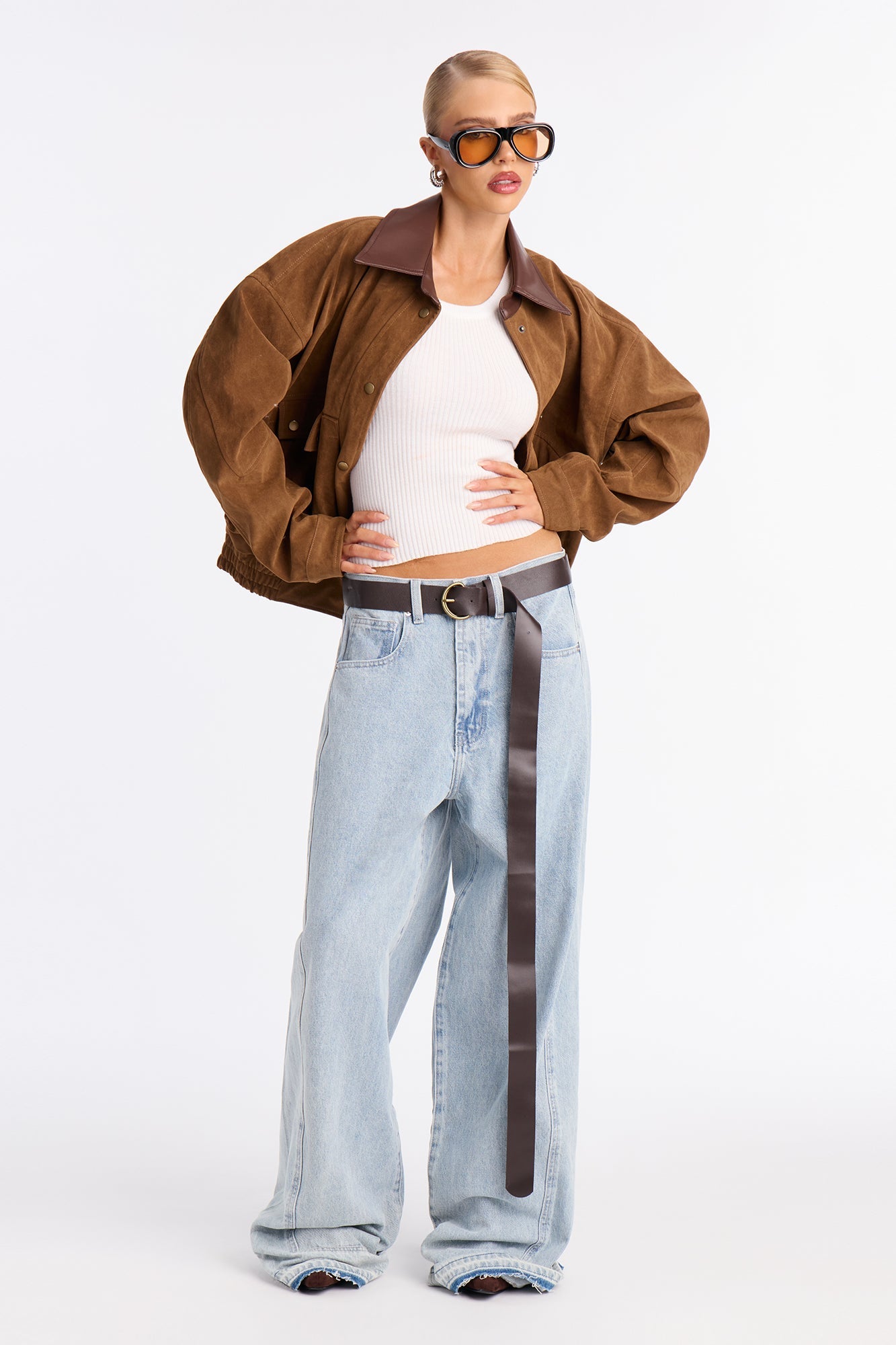 Down The Road Faux Suede Utility Jacket - Camel