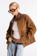 Down The Road Faux Suede Utility Jacket - Camel