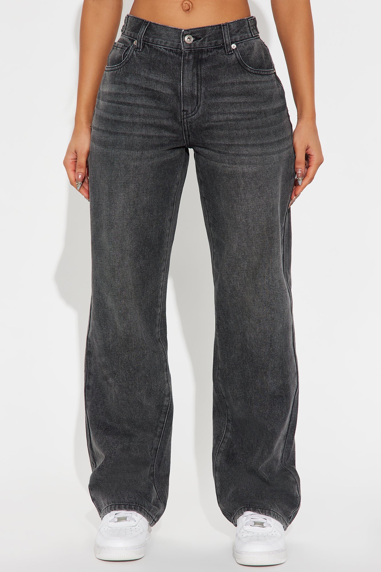Dani Drop Waist Straight Leg Jeans - Black Wash