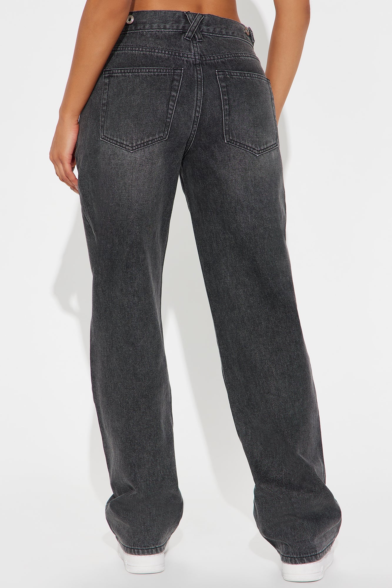 Dani Drop Waist Straight Leg Jeans - Black Wash