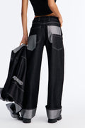 Double Agent Cuffed Wide Leg Jeans - Black