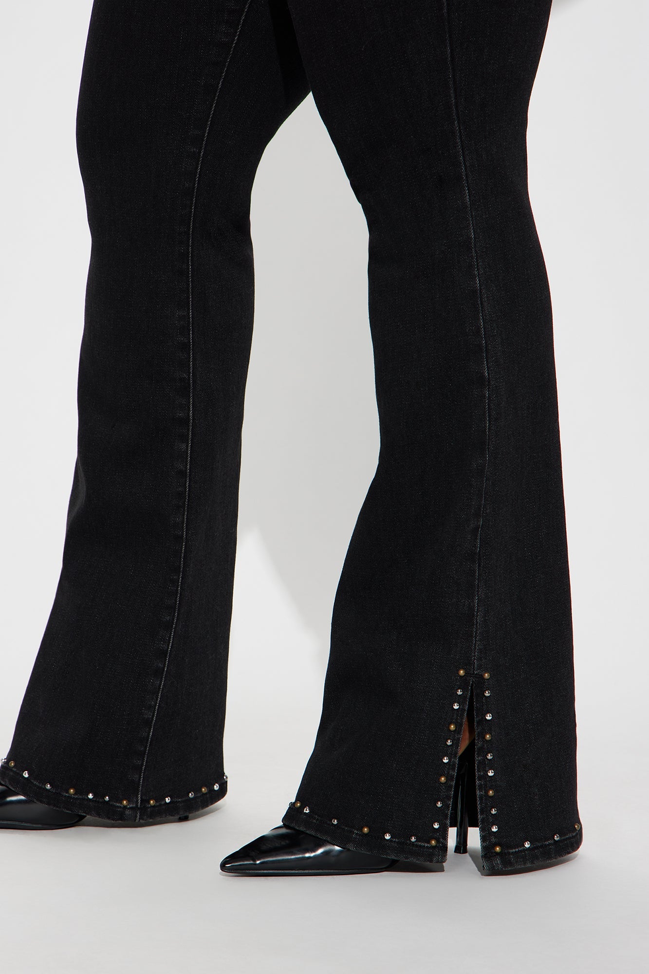 After Midnight Embellished Stretch Flare Jeans - Black