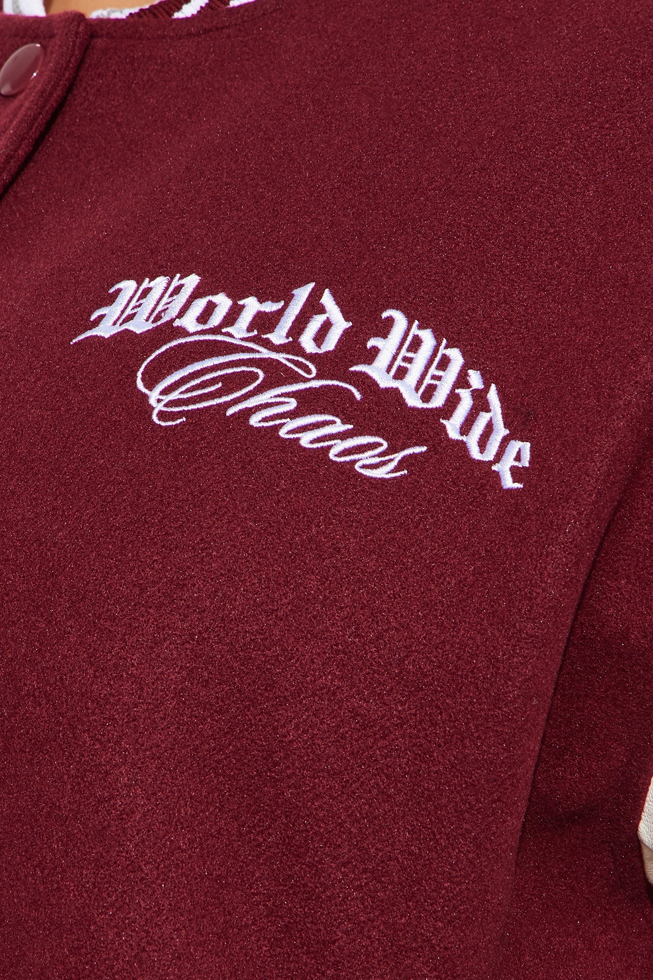 World Wide Chaos Varsity Jacket - Burgundy/combo