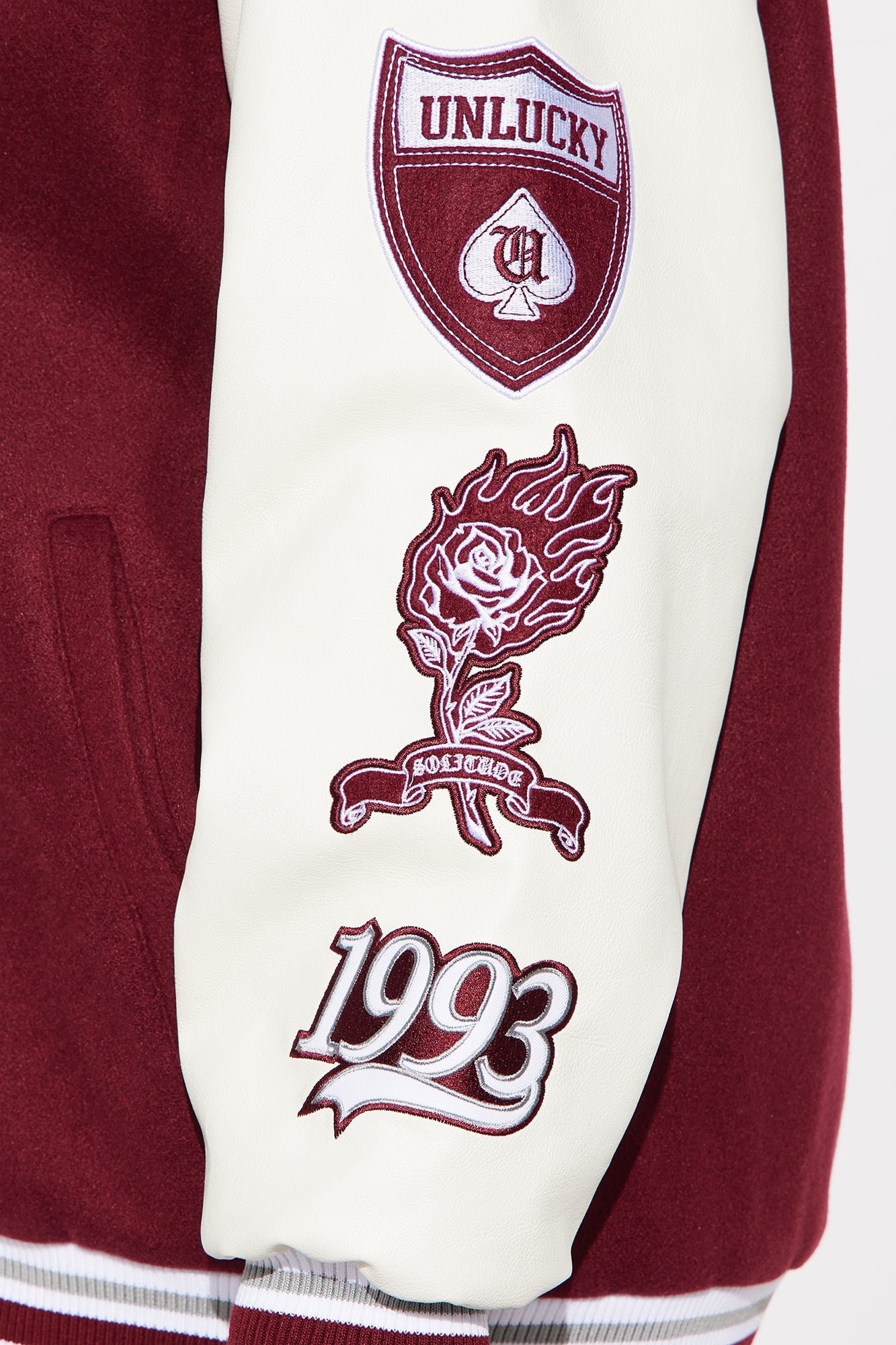 World Wide Chaos Varsity Jacket - Burgundy/combo